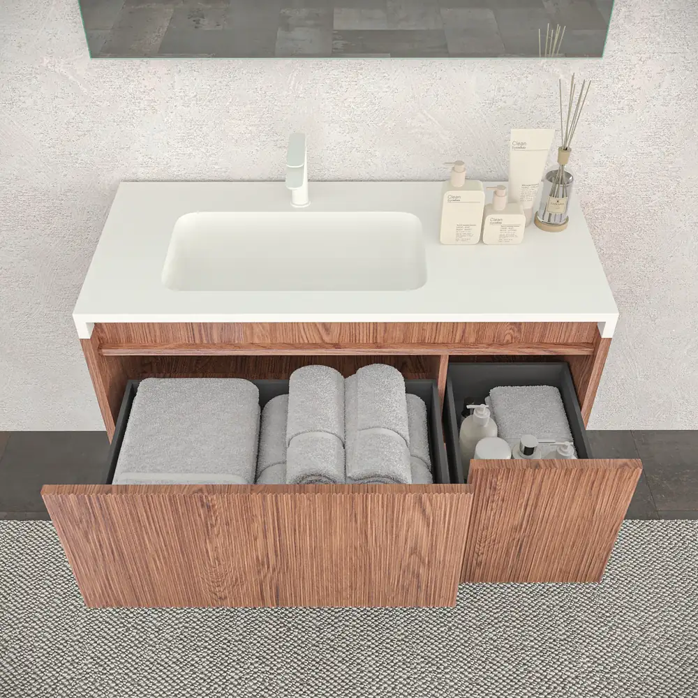 Mueble de baño BINARIO suspendido 2 cajones acabado ABEDUL - Imagen 3