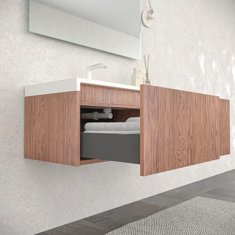 Mueble de baño BINARIO suspendido 2 cajones acabado ABEDUL - Imagen 2