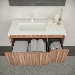 Mueble de baño BINARIO suspendido 2 cajones acabado OLIVO