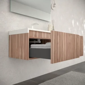 Mueble de baño BINARIO suspendido 2 cajones acabado OLIVO