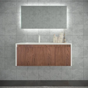 Mueble de baño BINARIO suspendido 2 cajones acabado  BLANCO/ ABEDUL