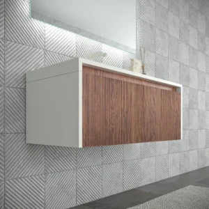 Mueble de baño BINARIO suspendido 2 cajones acabado  BLANCO/ ABEDUL
