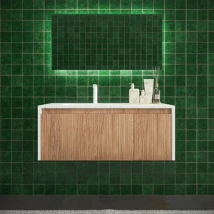 Mueble de baño BINARIO suspendido 2 cajones acabado  BLANCO/ CEMBRANO