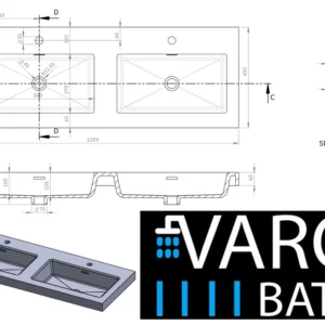 Mueble de baño suspendido 4 cajones  YOKO Alcatraz con lavabo resina Marrón pardo