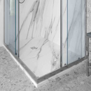Plato de ducha resina textura pizarra. Efecto en Mármol Calacatta y otros acabados - antideslizante STONE 3D moderno