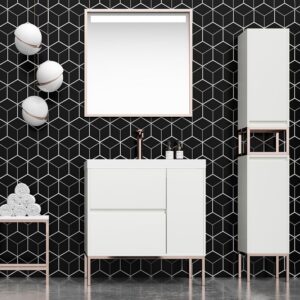Mueble de baño EVO 2 cajones - 1 puerta acabado mate BLANCO con lavabo resina 6 cm grosor