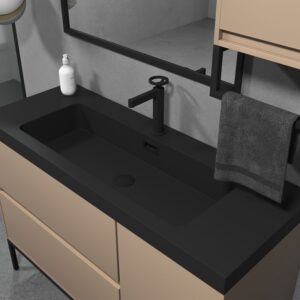 Mueble de baño EVO 2 cajones - 1 puerta acabado mate MOKA con lavabo resina 6 cm grosor