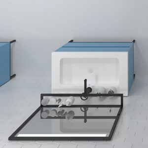 Mueble de baño EVO 2 cajones acabado mate AZUL CIELO con lavabo resina 6 cm grosor
