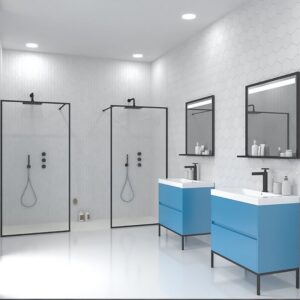 Mueble de baño EVO 2 cajones acabado mate AZUL CIELO con lavabo resina 6 cm grosor