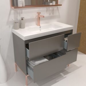 Mueble de baño EVO 4 cajones acabado mate TOPO con lavabo resina 6 cm grosor
