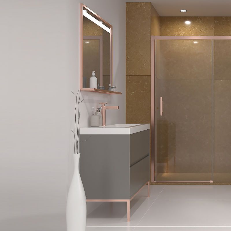 Mueble de baño EVO 4 cajones acabado mate TOPO con lavabo resina 6 cm grosor - Imagen 3