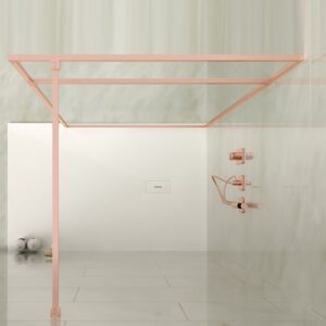 Fijo de
  ducha a medida mampara LINE con perfileria enmarcada 2 cuerpos - Vidrio 4 MM
  con tratamiento anti-cal incluido- Brazo sujeción acero inox