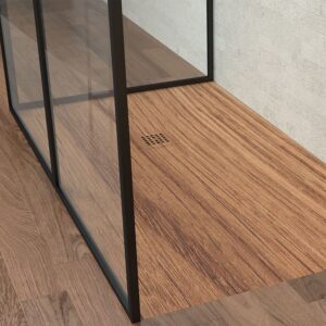 Fijo de
  ducha a techo LINE con perfileria enmarcada 3 cuerpos - Vidrio 4 MM con
  tratamiento anti-cal incluido- Brazo sujeción acero inox