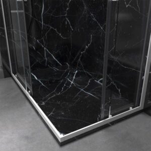 Plato de ducha resina textura pizarra. Efecto en Mármol Negro Marquina y otros acabados - antideslizante STONE 3D moderno