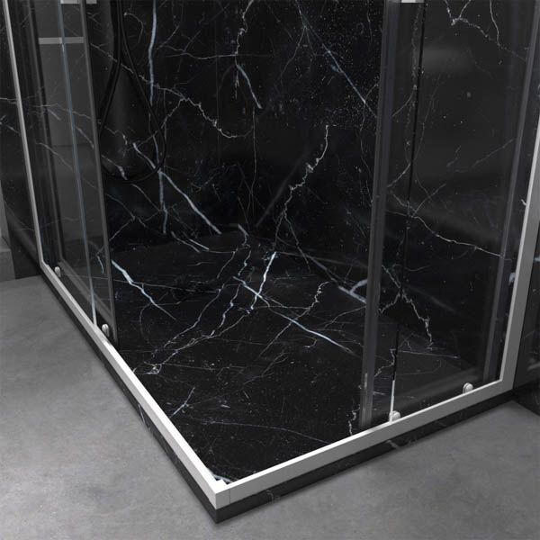 Plato de ducha resina textura pizarra. Efecto en Mármol Negro Marquina y otros acabados - antideslizante STONE 3D moderno - Imagen 2