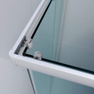Mampara de ducha rectangular TEMPO apertura angular 2 fijos-2 puertas correderas. Con tratamiento anti-cal. Acabado BLANCO MATE