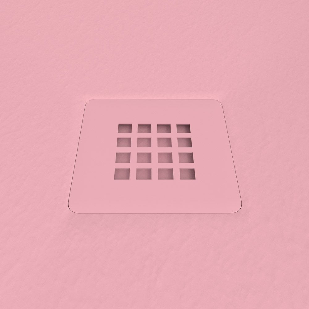 Plato ducha resina CLOE Rosa Palo RAL 6015 con textura pizarra antibacteriano y antideslizante. Rejilla termolacada - Imagen 3