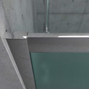 Mampara de ducha frontal TEMPO 1 fijo - 1 puerta corredera vidrio new carglass. Acabado CROMO BRILLO