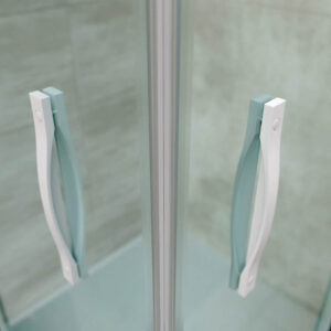 Mampara de ducha frontal TEMPO 1 fijo -1 puerta corredera. Con tratamiento anti-cal . Acabado BLANCO MATE