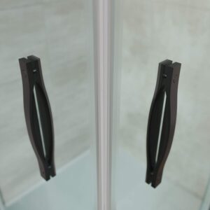 Mampara de ducha rectangular TEMPO apertura angular 2 fijos-2 puertas correderas. Vidrio transparente con tratamiento anti-cal. Acabado negro mate